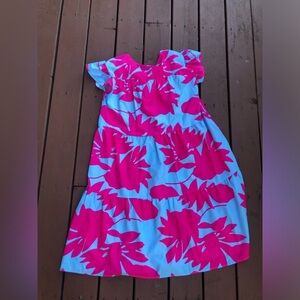 Women’s Pink and Blue Tropical Knee Length Dress